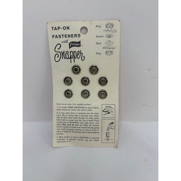 Vintage Prims Snapper Tap-on-Fasteners NIP! - Picture 2 of 2